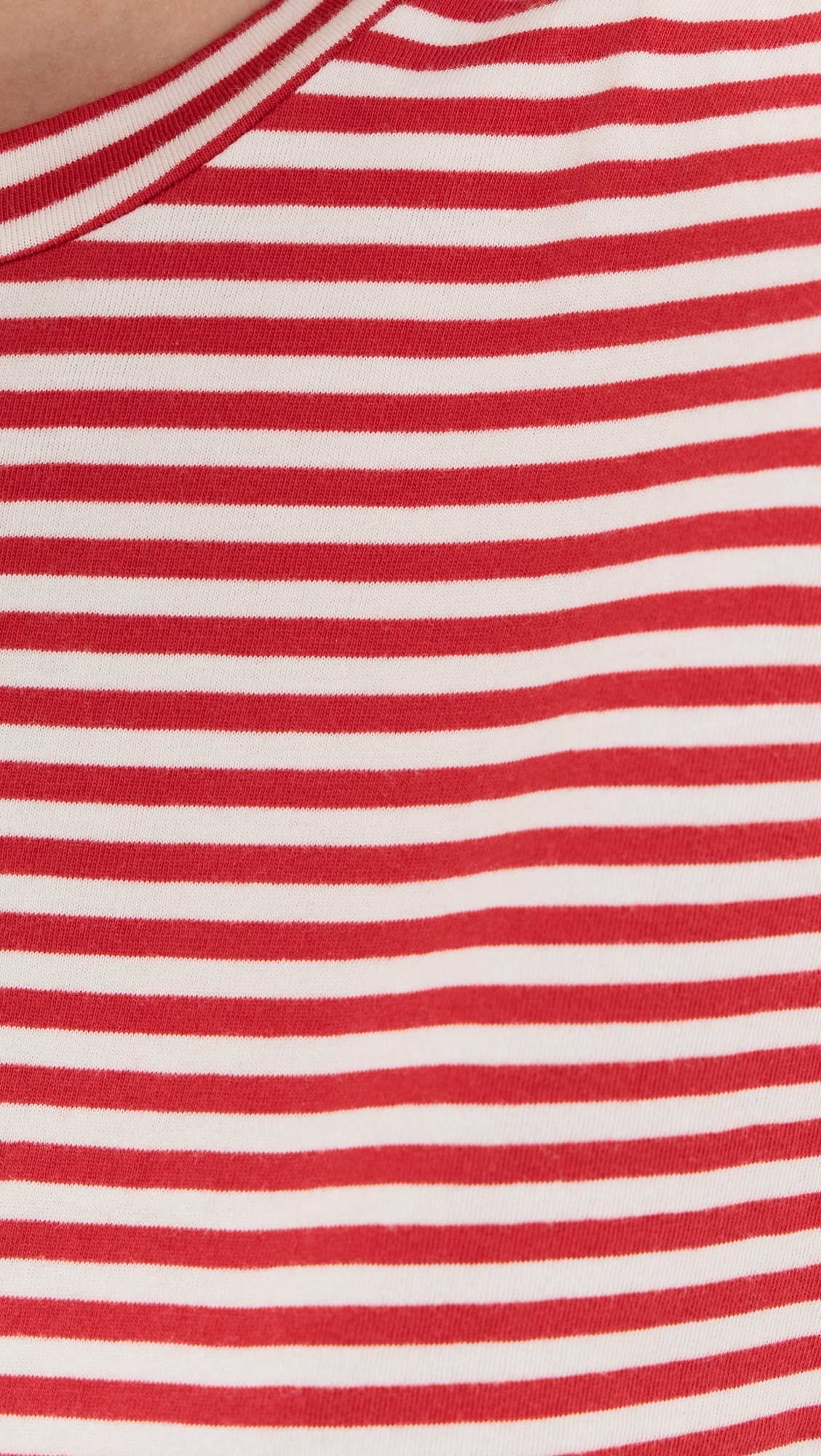 THE GREAT. The Peak Shoulder Tee Sun Cherry Stripe
