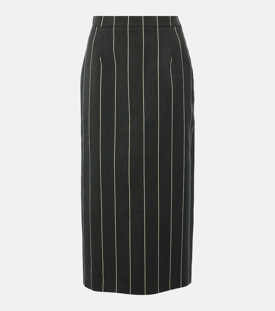 Wool-blend bouclé tweed midi skirt
