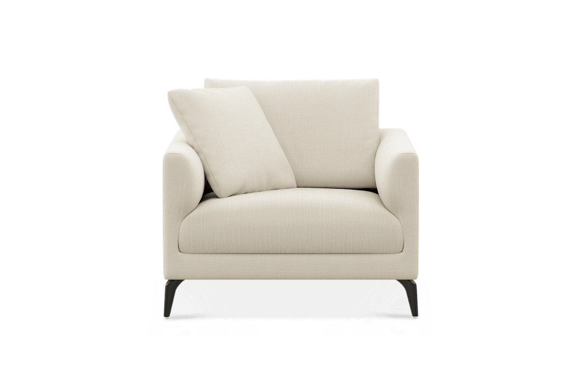 Lena Armchair Customized, (Washed Chenille) Cream (Matte Black Legs), Machine Washable, Removable Covers for Women