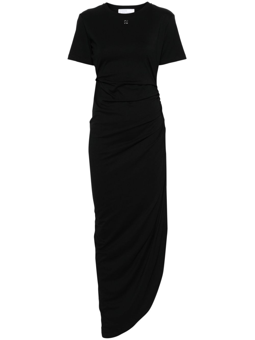 Draped maxi T-shirt dress - Black
