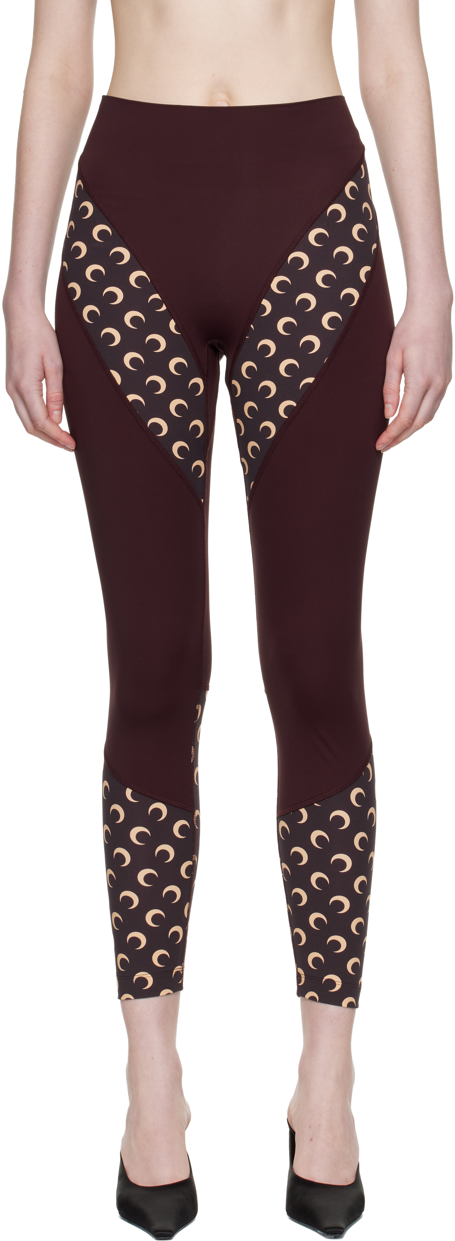 Burgundy Athleisure Moon Insert Leggings