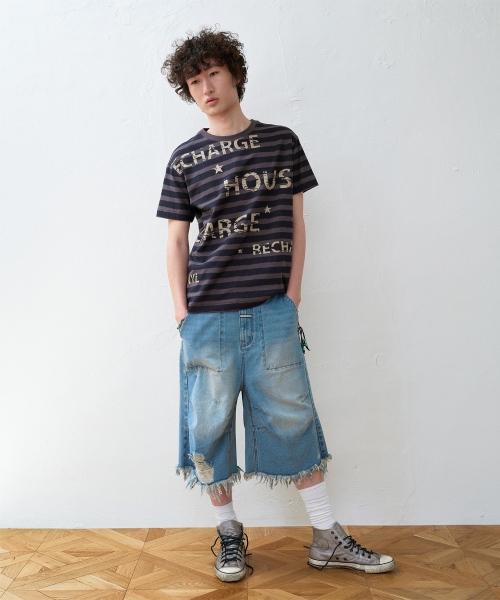 DESTROYED DENIM SHORTS LIGHT BLUE