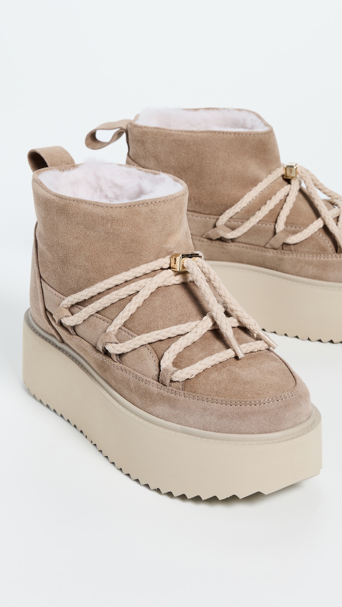 Classic Low Platform Boots Beige