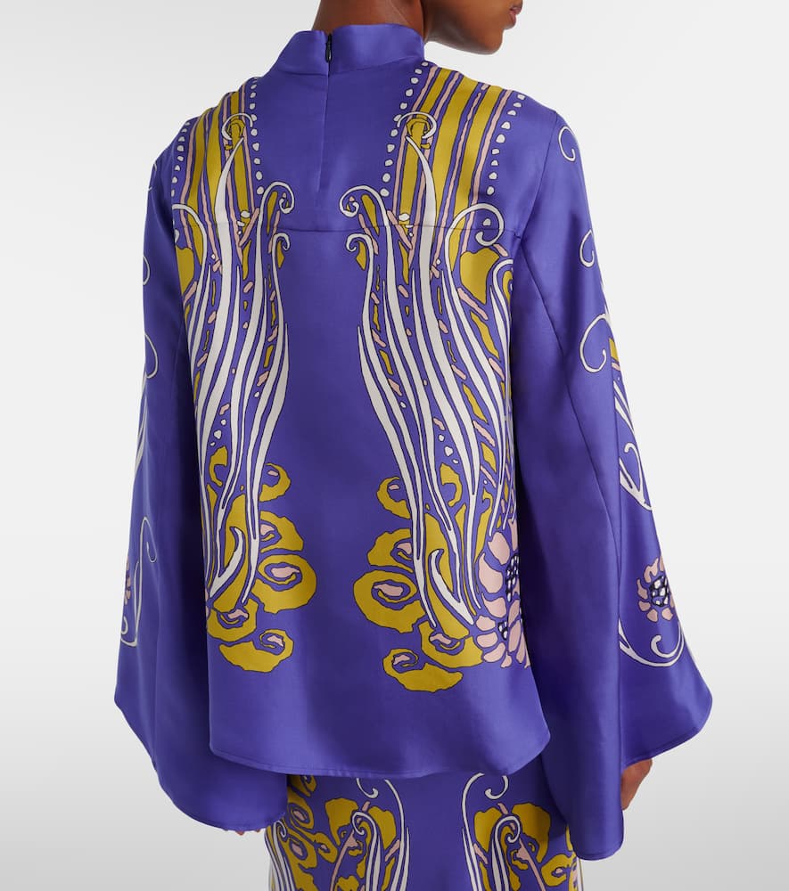 Make An Exit printed silk satin blouse