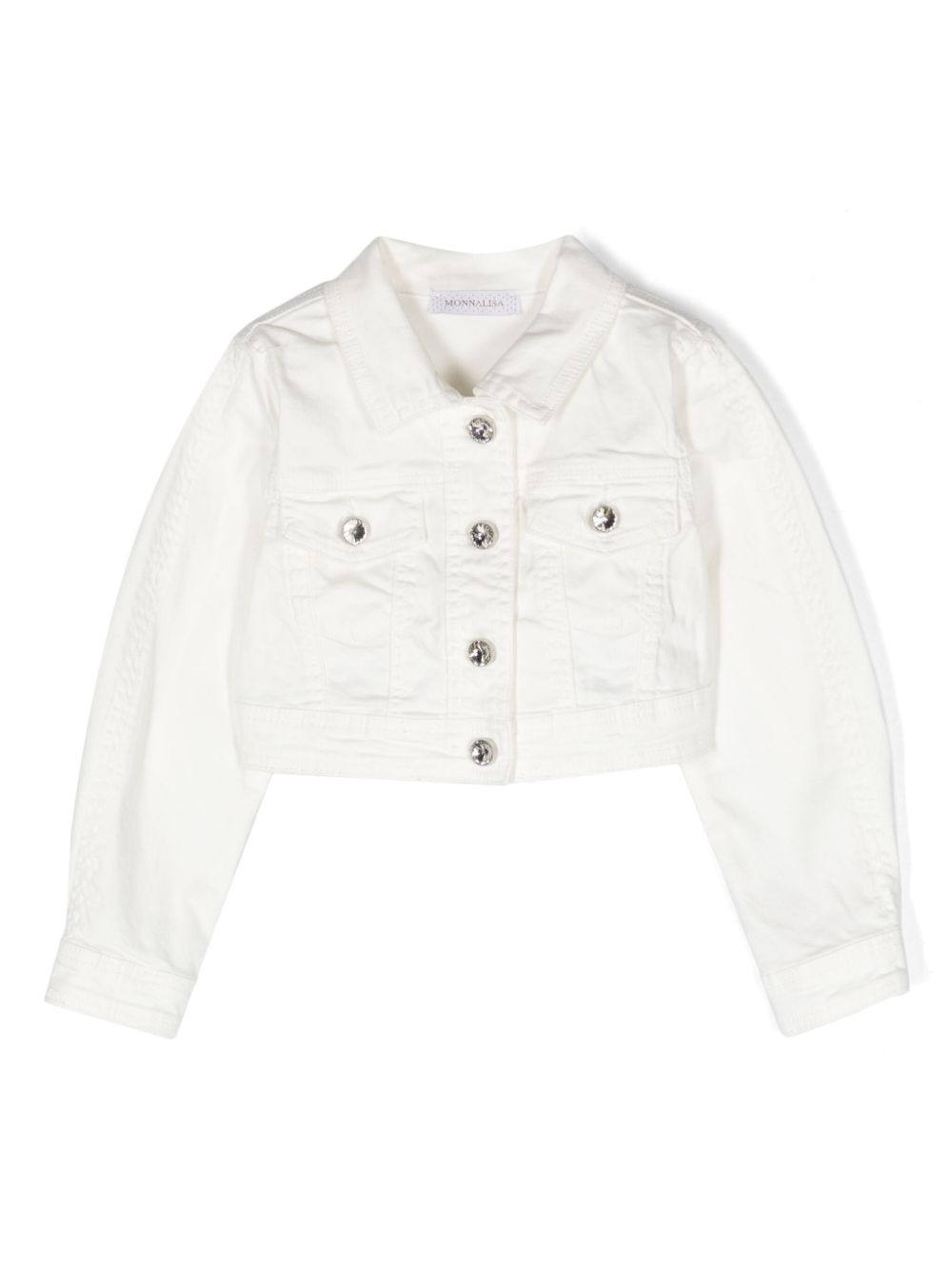 Crystal-buttons denim jacket - White