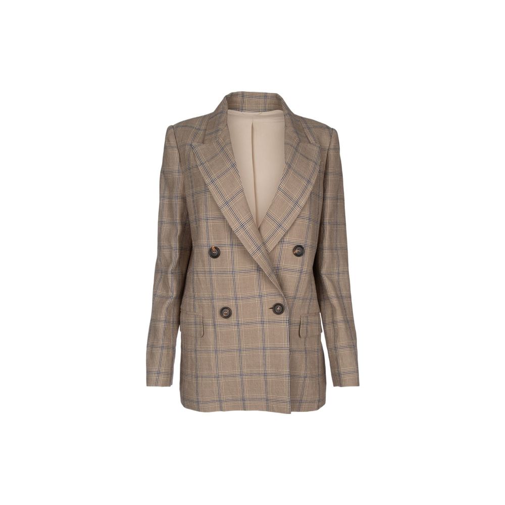 Linen and Virgin Wool Blazer — Brown