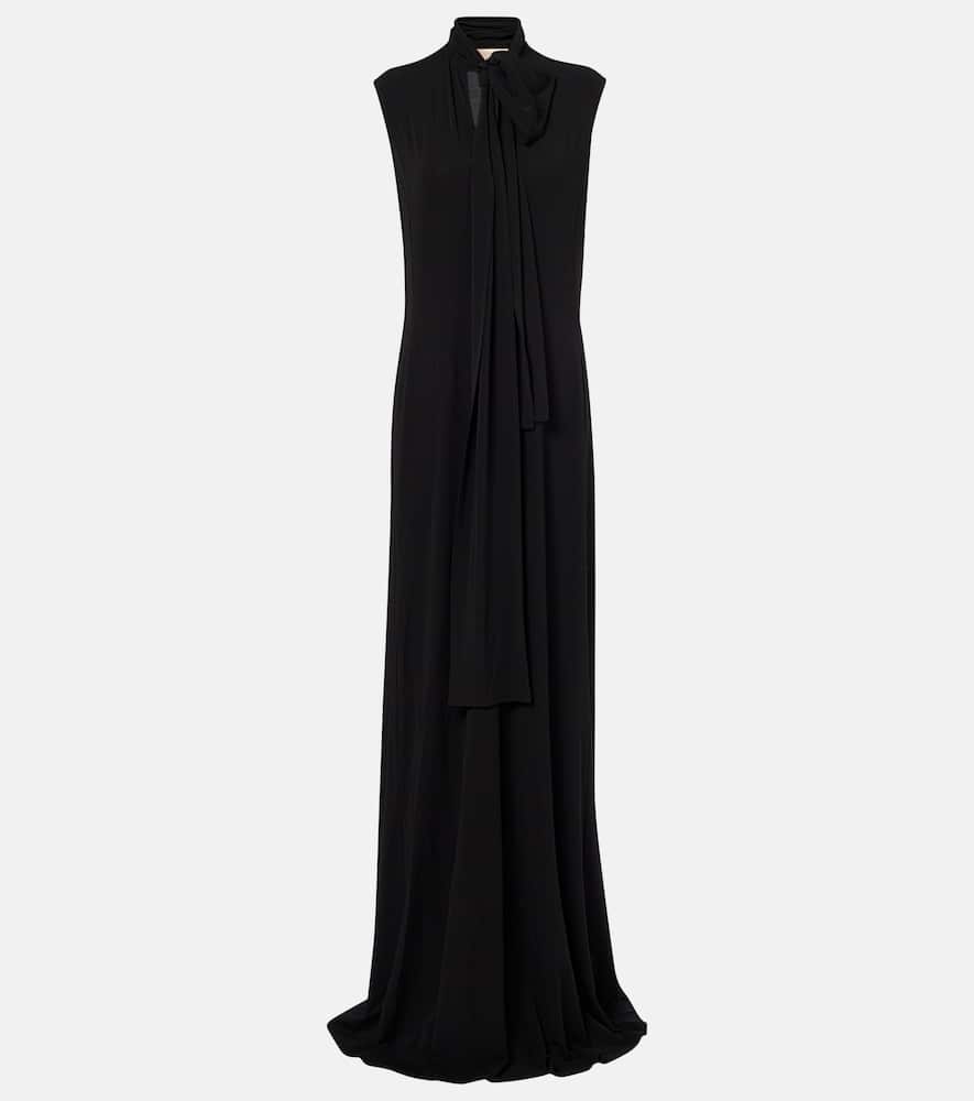 Scarf-detail jersey maxi dress