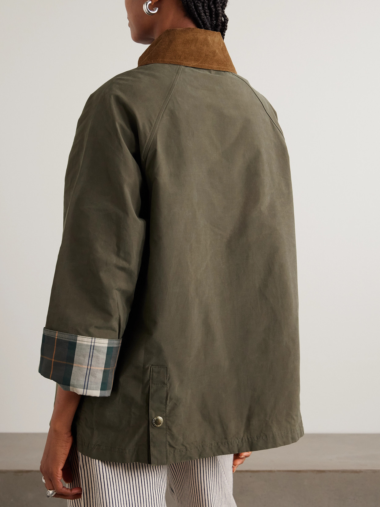 Icons Bedale Corduroy-trimmed Waxed Cotton-blend Jacket - Green