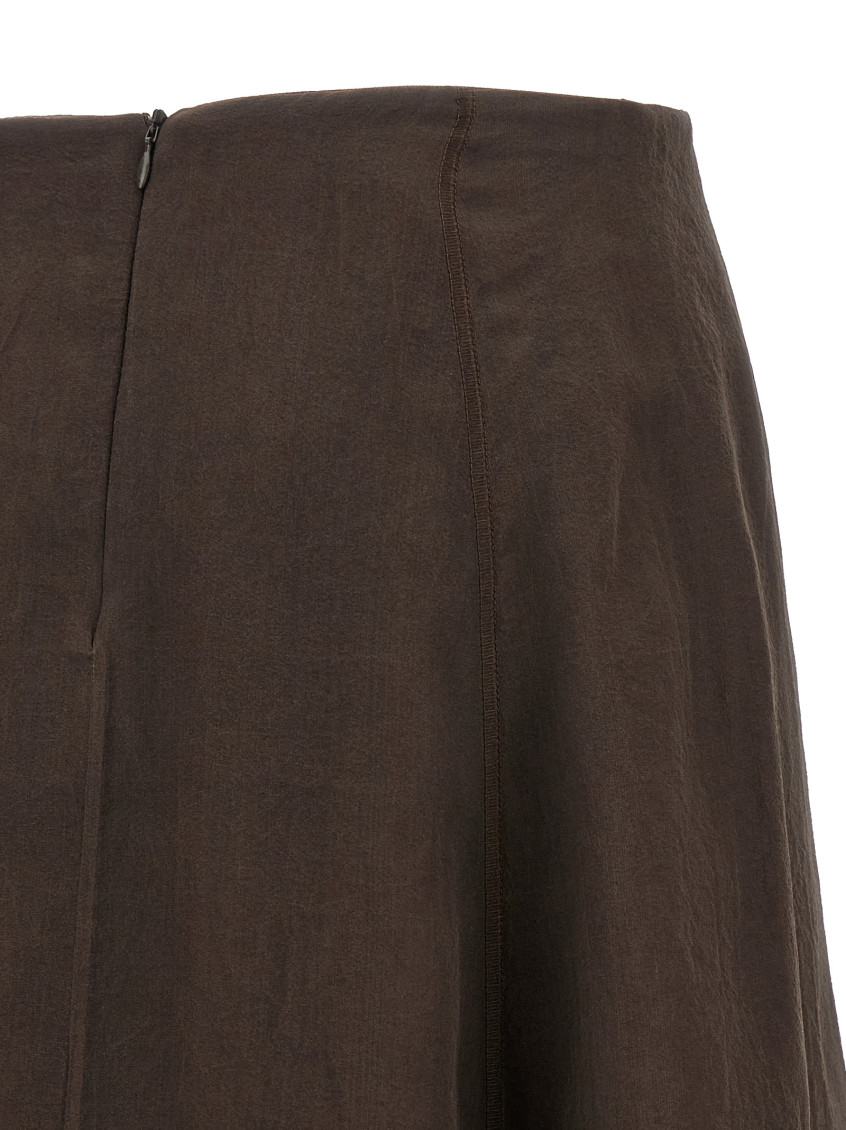 Silk midi skirt - Brown