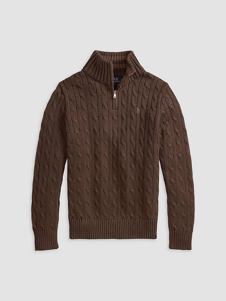 Boy's Little Boy's & Boy's Cotton Cable-Knit Pullover Sweater - Nutmeg Brown