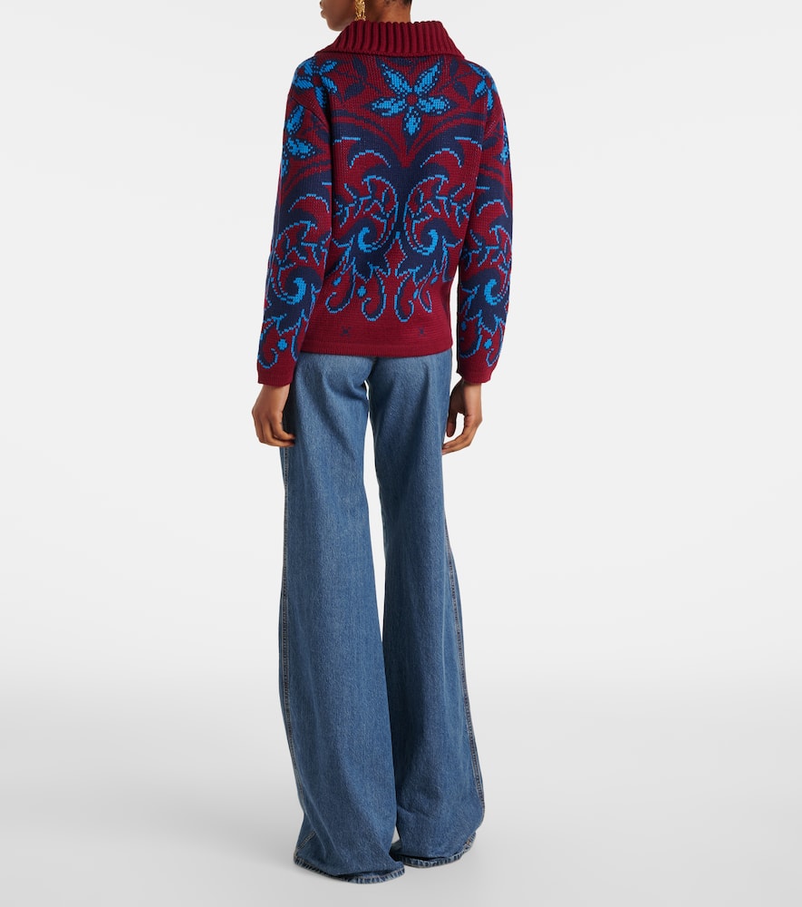 Paisley wool jacquard polo sweater