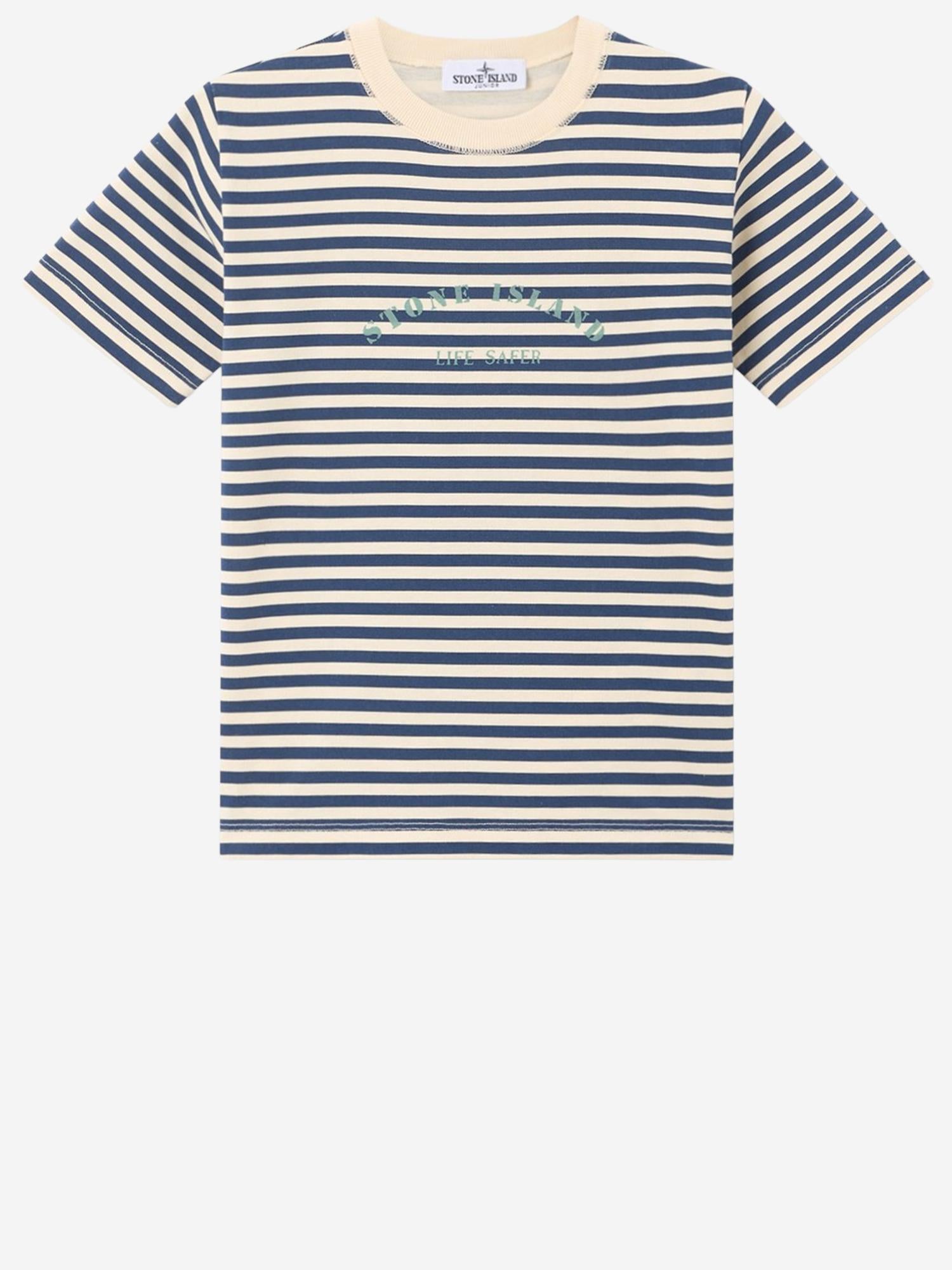 Striped Cotton T-Shirt — Navy