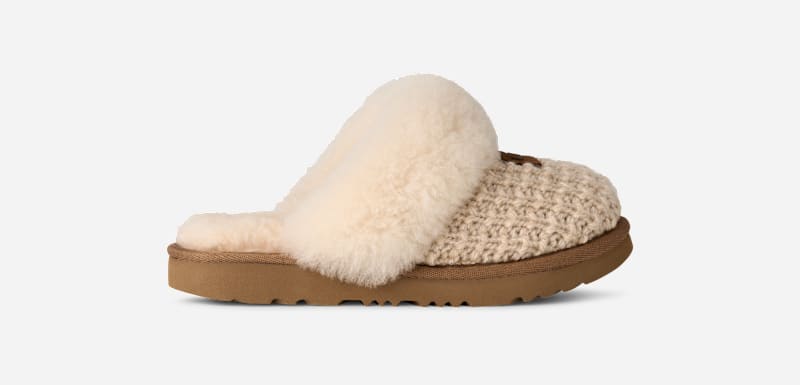® Toddlers' Cozy II Knit Sheepskin Slippers in Cream