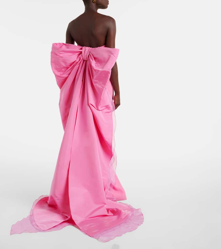 Bow-detail strapless crêpe gown