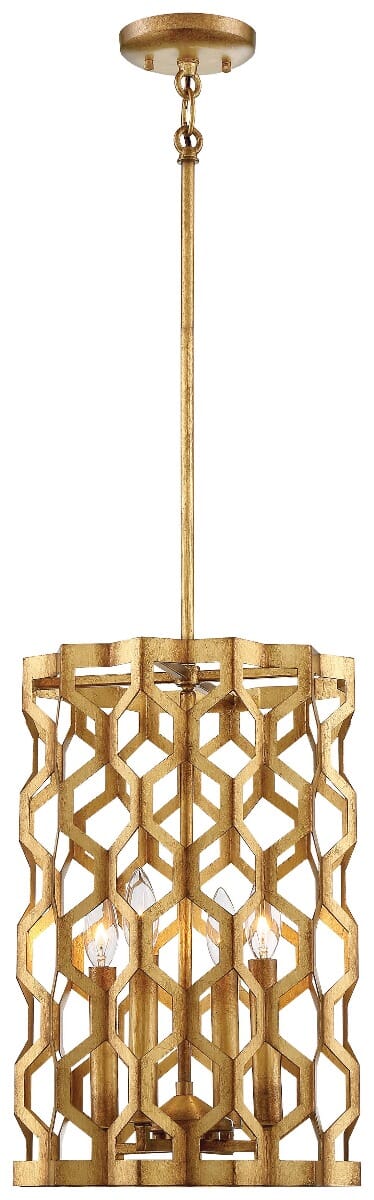 Metropolitan Coronade 4-Light 12" Pendant Light in Pandora Gold Leaf