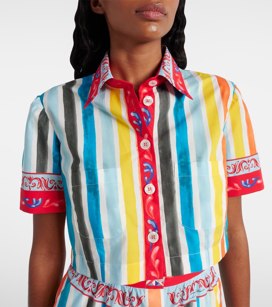 Striped cropped cotton top