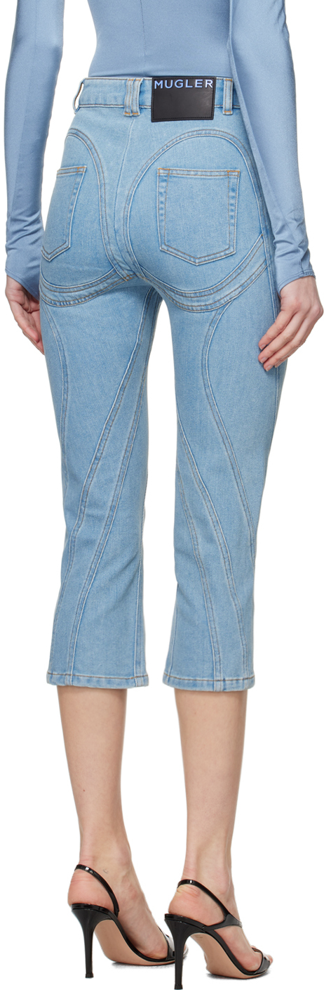 Mugler Blue Spiral Crop Jeans