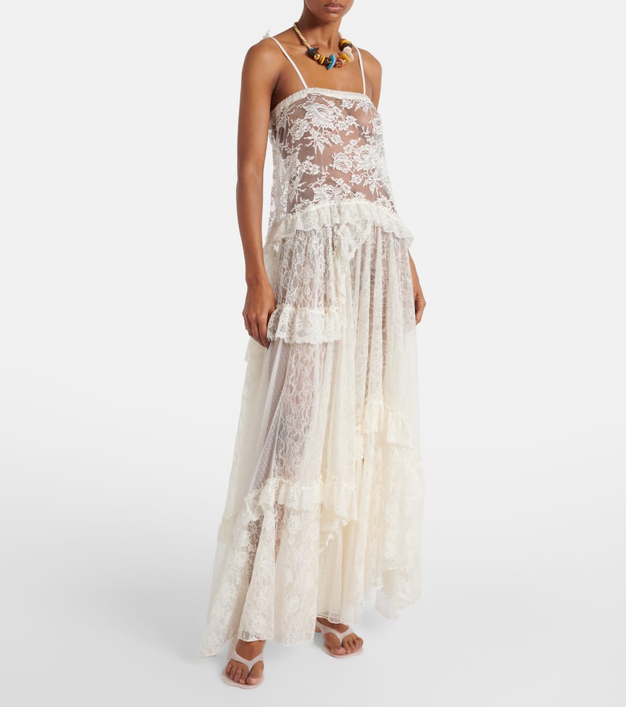 Chloé Ruffled sheer lace maxi dress