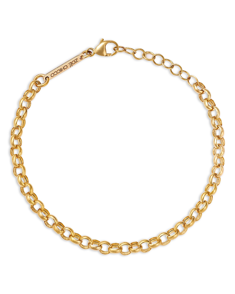 14K Yellow Gold Heavy Metal Rolo Link Chain Bracelet