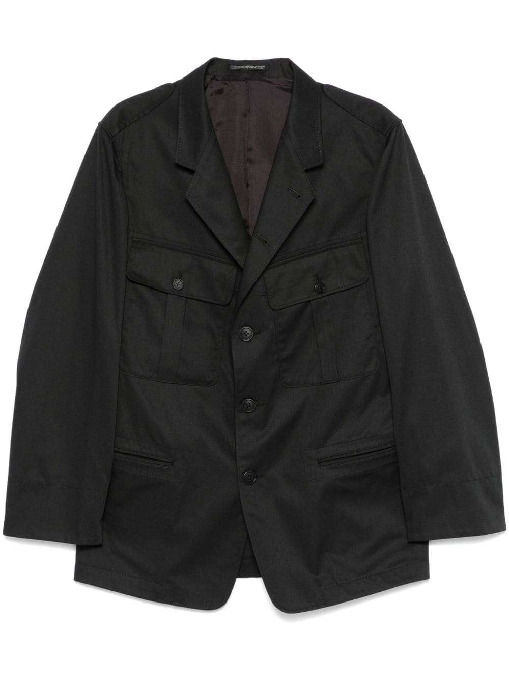 Pleat-detail twill blazer - Black