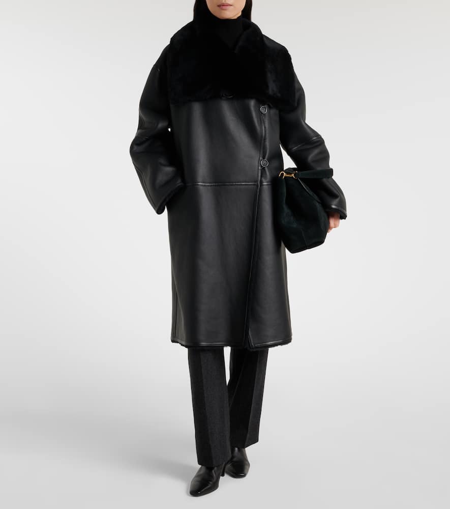 Shearling-lined leather coat