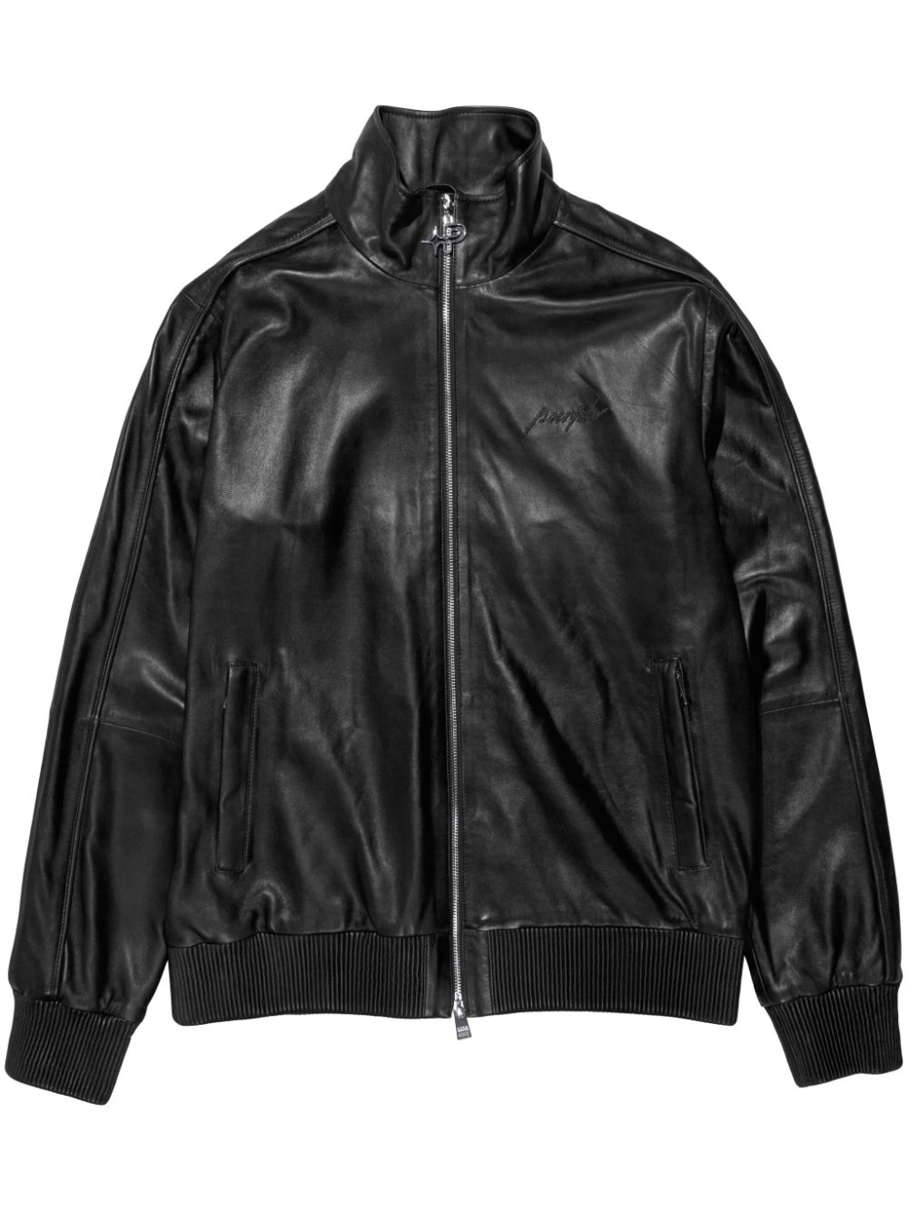 Zipped leather jacket - Black
