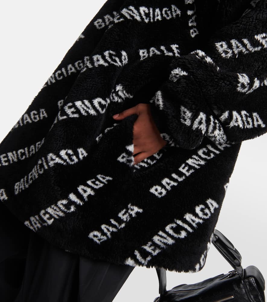 Balenciaga Logo faux fur jacket