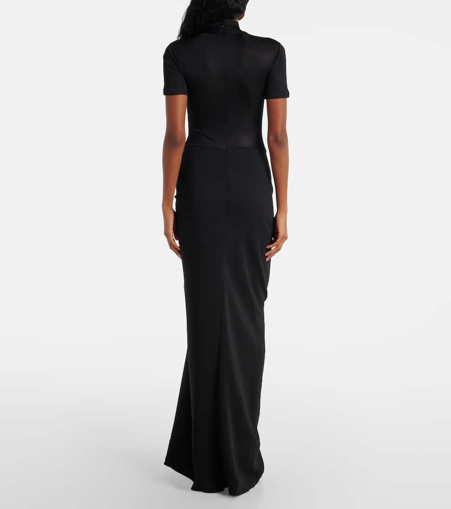 Christopher Esber Fusion gathered jersey and crêpe maxi dress