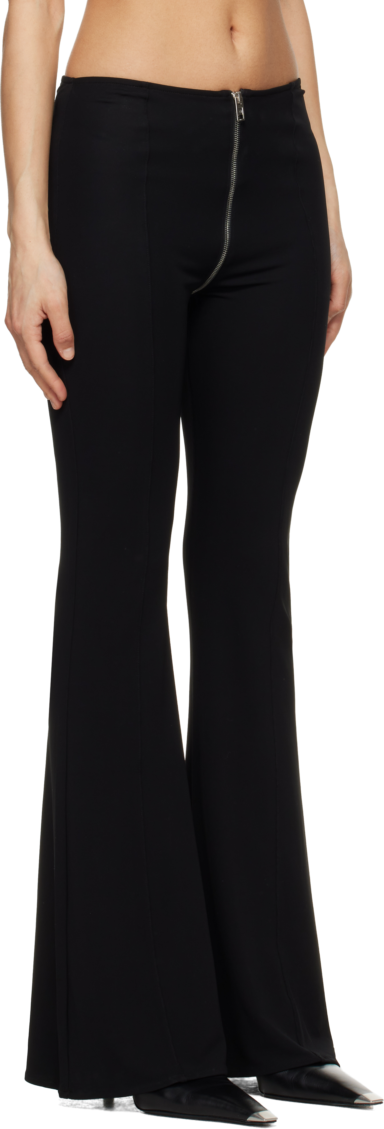 Black Mid-Rise Zipper Trousers