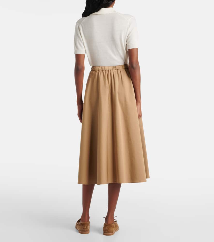 Cotton-blend midi skirt
