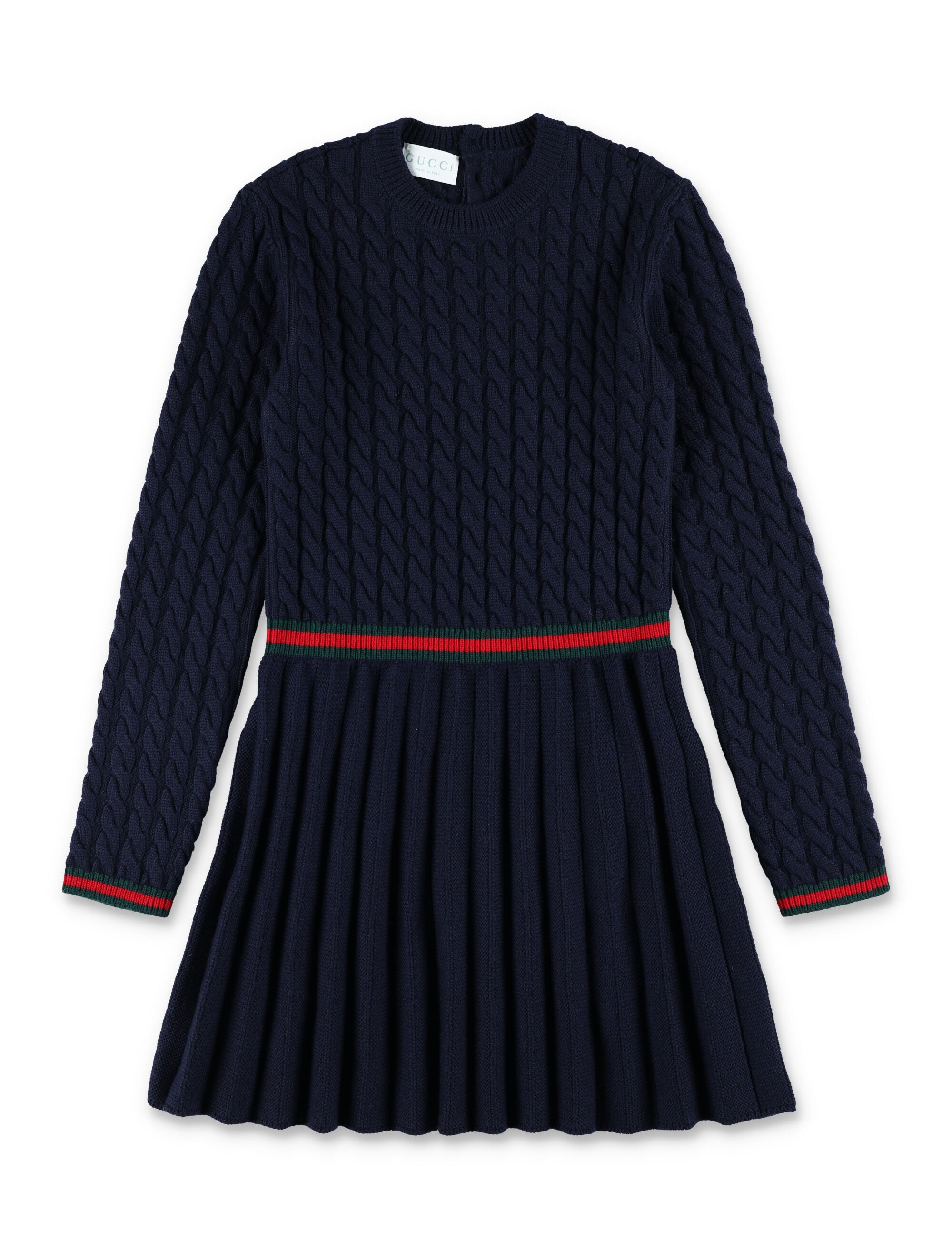 Girls' Cable-Knit Mini Dress with Signature Web Trim