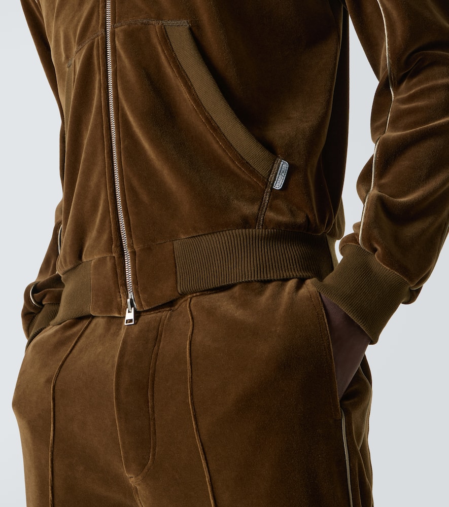 Cotton-blend velvet track jacket
