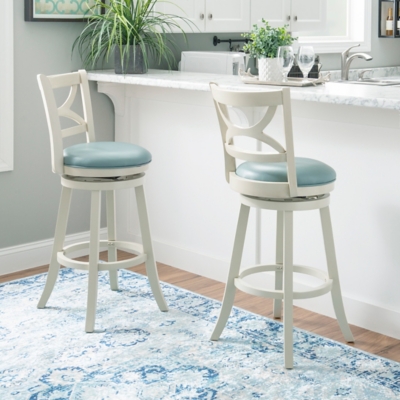 Linon Clinton Bar Height Barstool, Blue