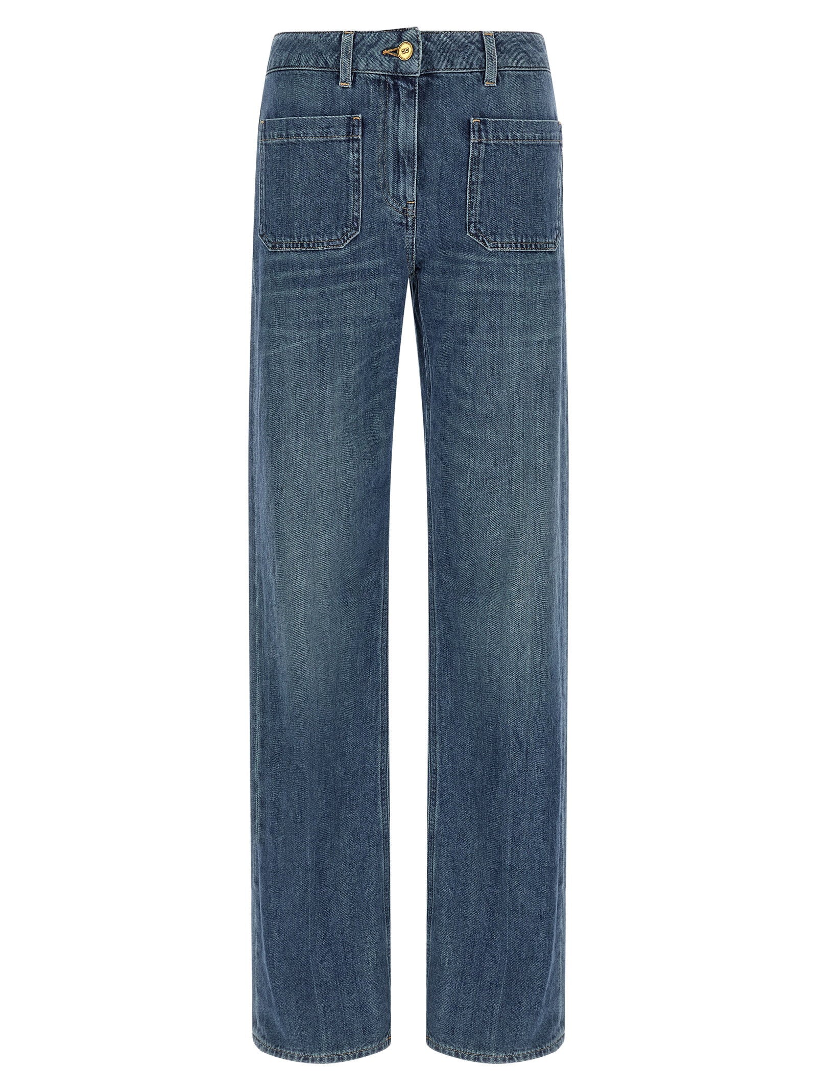 Logo-Embroidered Denim Jeans — blue