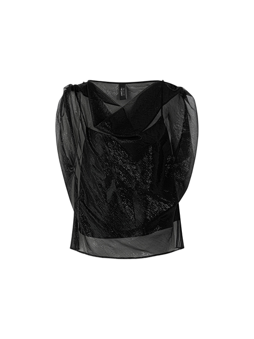 Marc Cain Transparent top with underskirt, black, 34 N