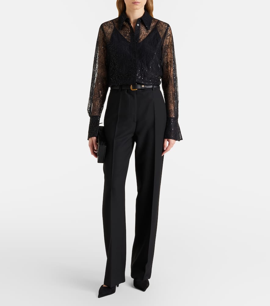 Sequined lace shirt