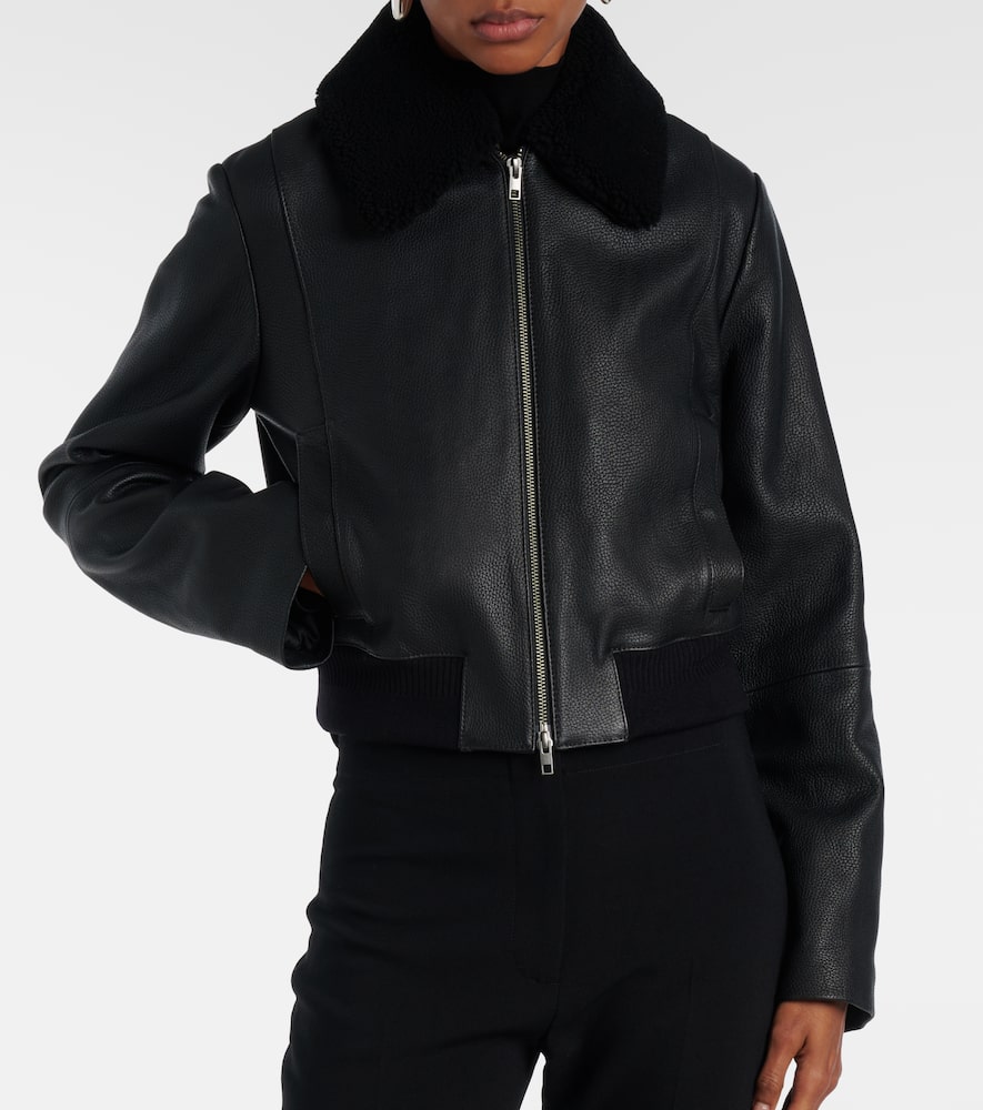 Shearling-trimmed leather jacket