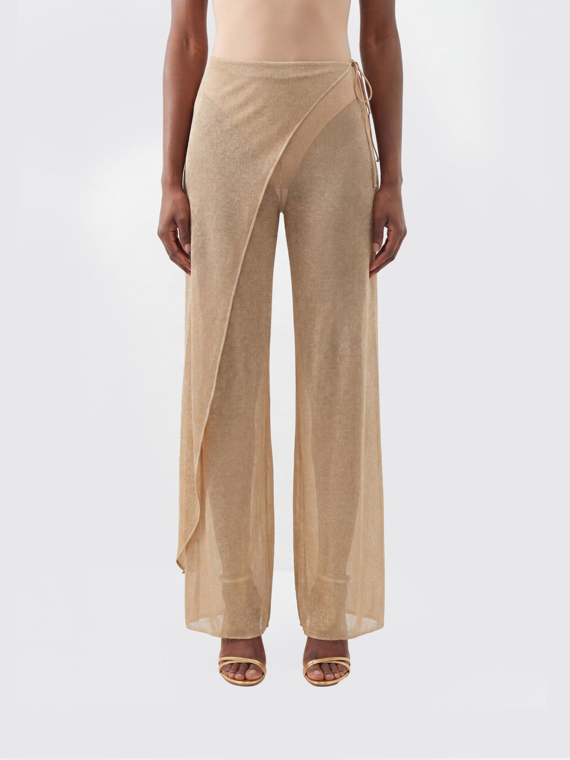 Oseree Lumiere Beads Pareo Pants in Tan. S. Also in