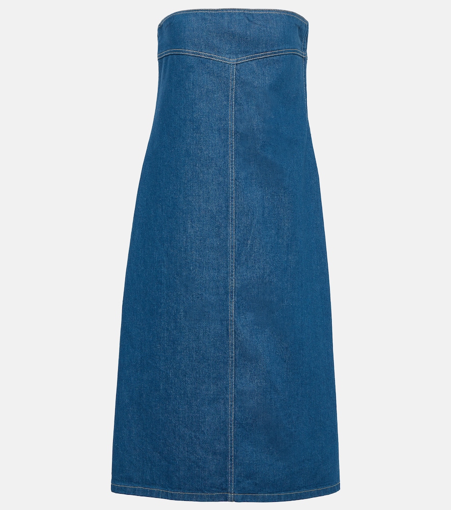Strapless denim midi dress