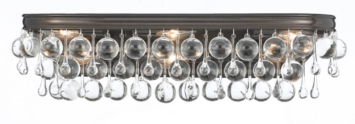 Calypso 6-Light Bathroom Vanity Light in Vibrant Bronze with Clear Glass Drops Crysta