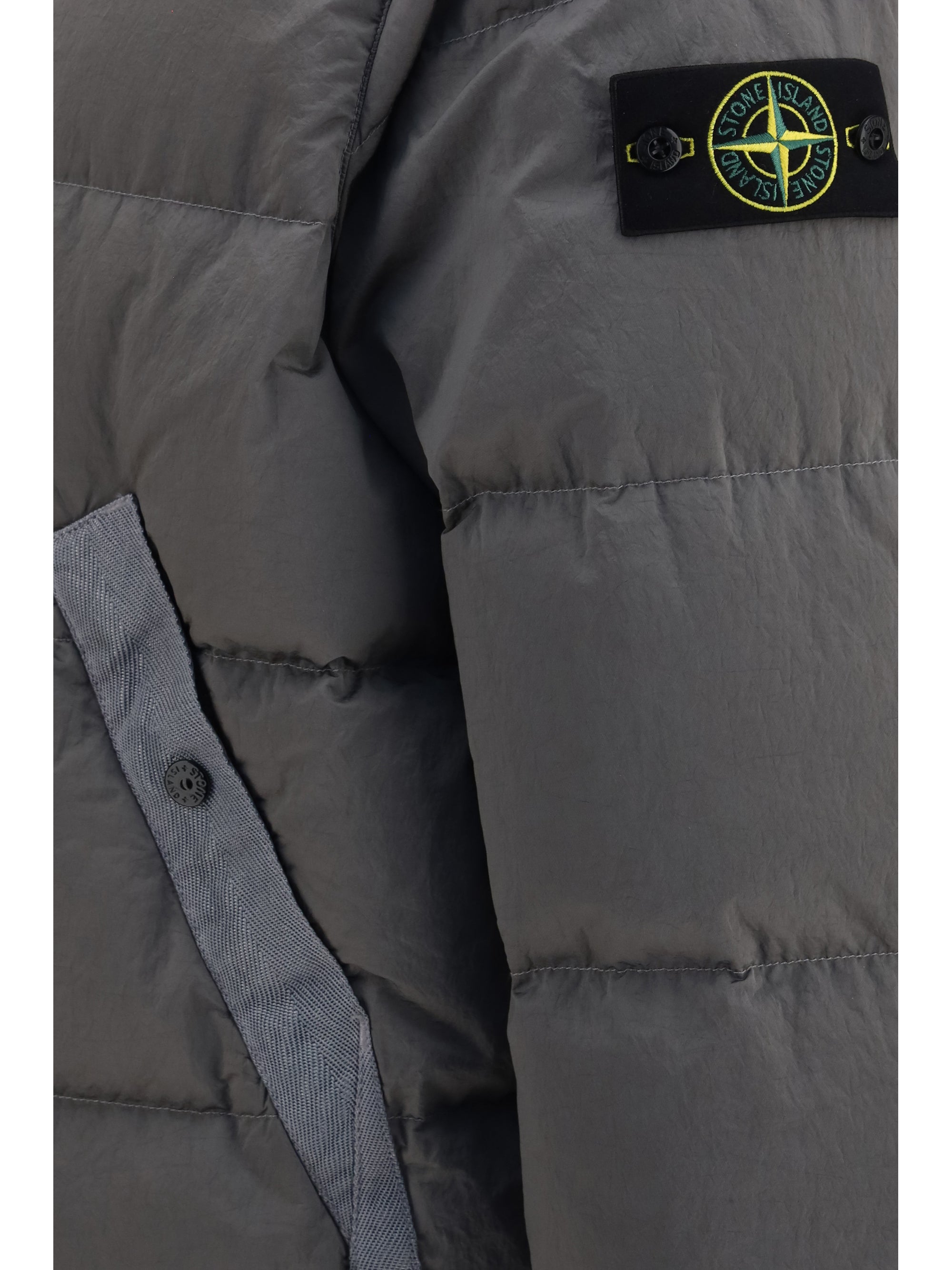 Hooded Puffer Nylon Down Jacket — Gray