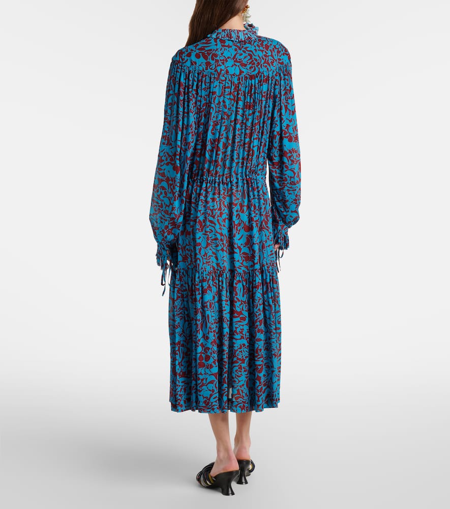 Printed ruffled shirt dress