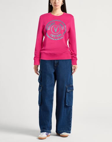 Woman Sweatshirt Fuchsia Size S Cotton