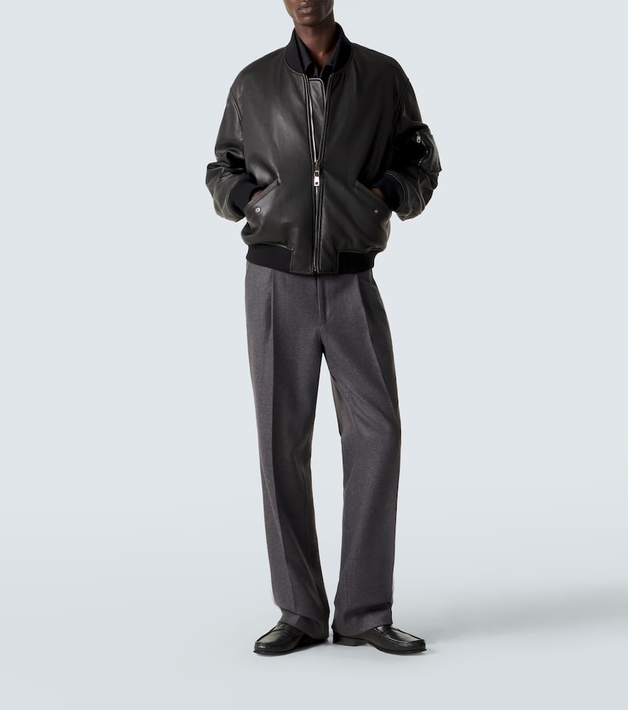 Leather bomber jacket
