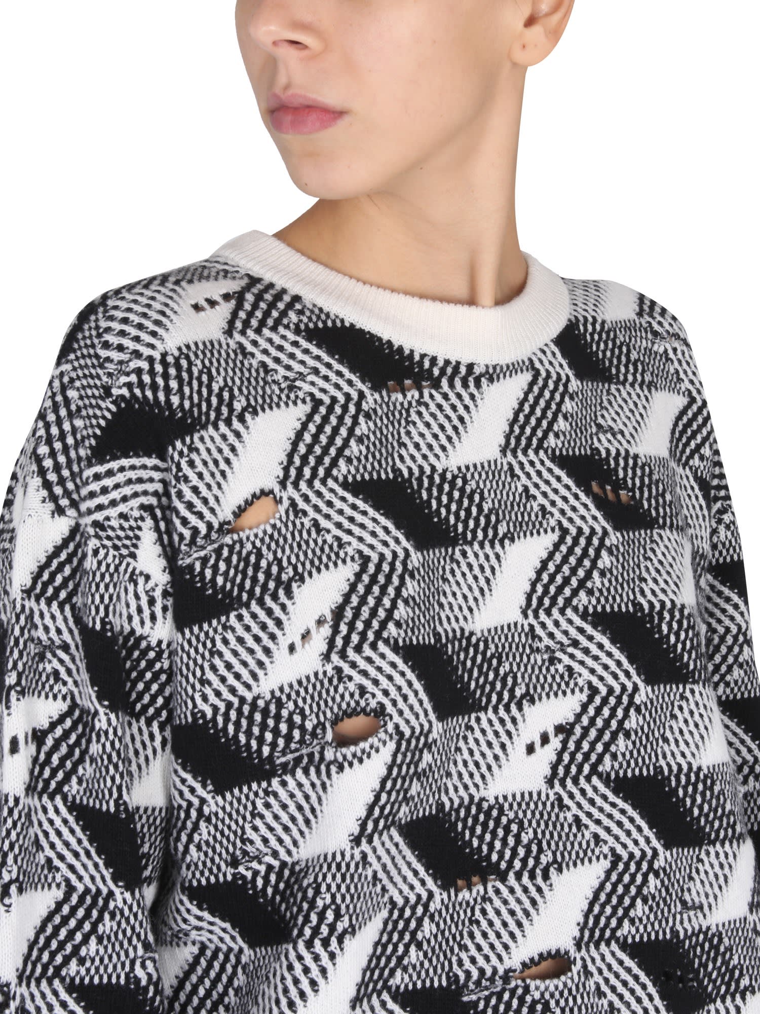 Woven-knit jumper