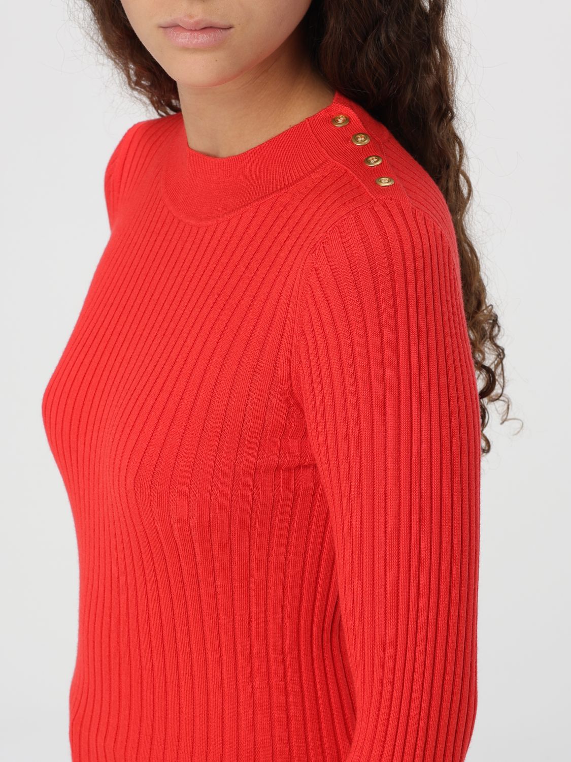 Shoulder-button ribbed jumper - Blue