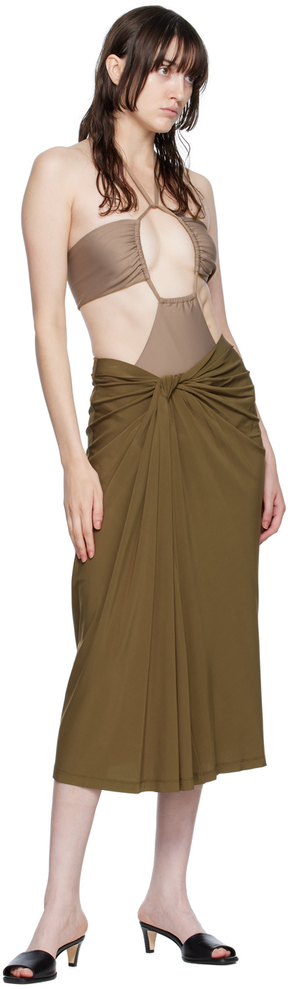 SSENSE EXCLUSIVE BROWN VISCOSE MIDI SKIRT