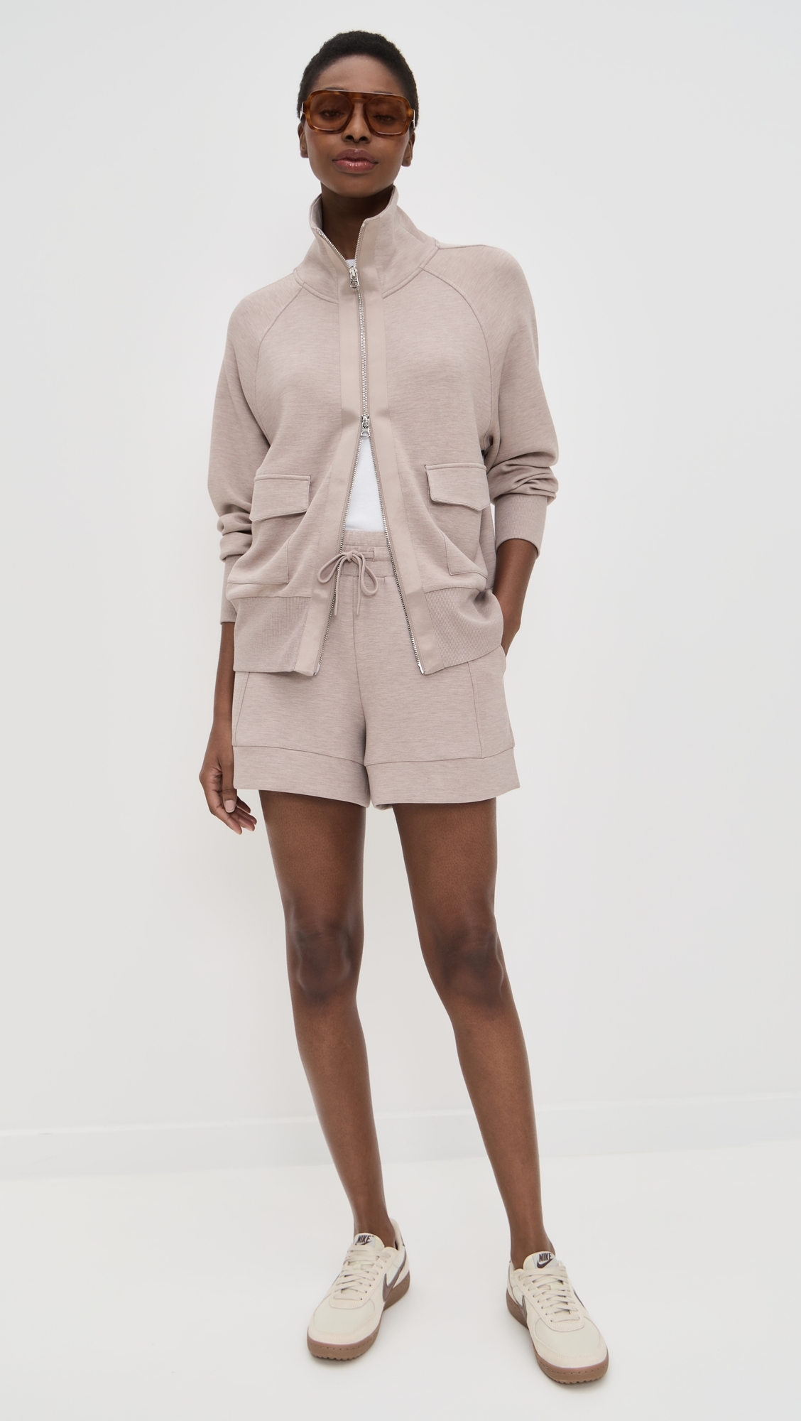 Roxbury Zip Through Sweatshirt Taupe Marl