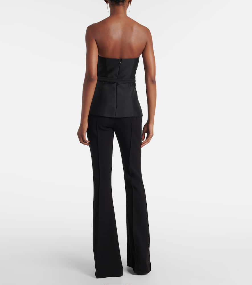 Embellished strapless taffeta jumpsuit