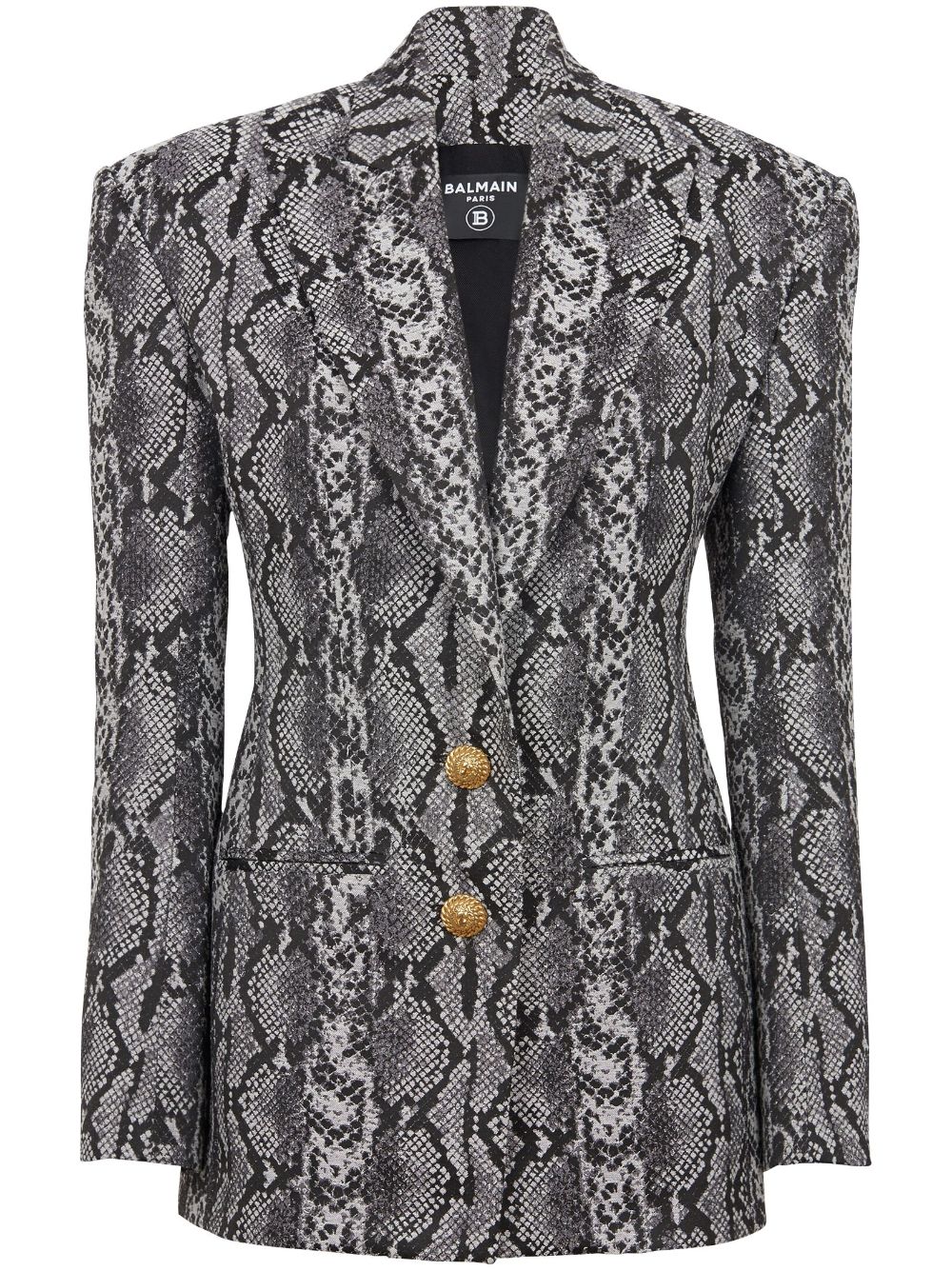 Snakeskin-print single-breast blazer - Grey